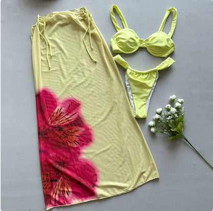 3-Piece Printed Bikini Set